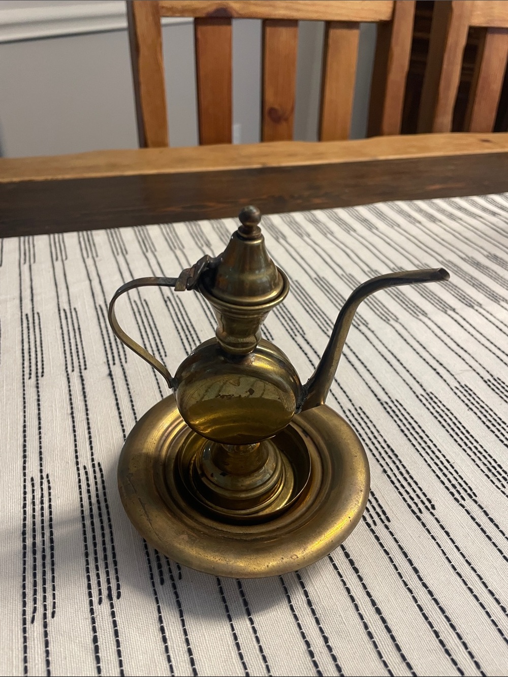 Small Brass Teapot with Curved Spout - Antique-Style Accent - Picture 2 of 9